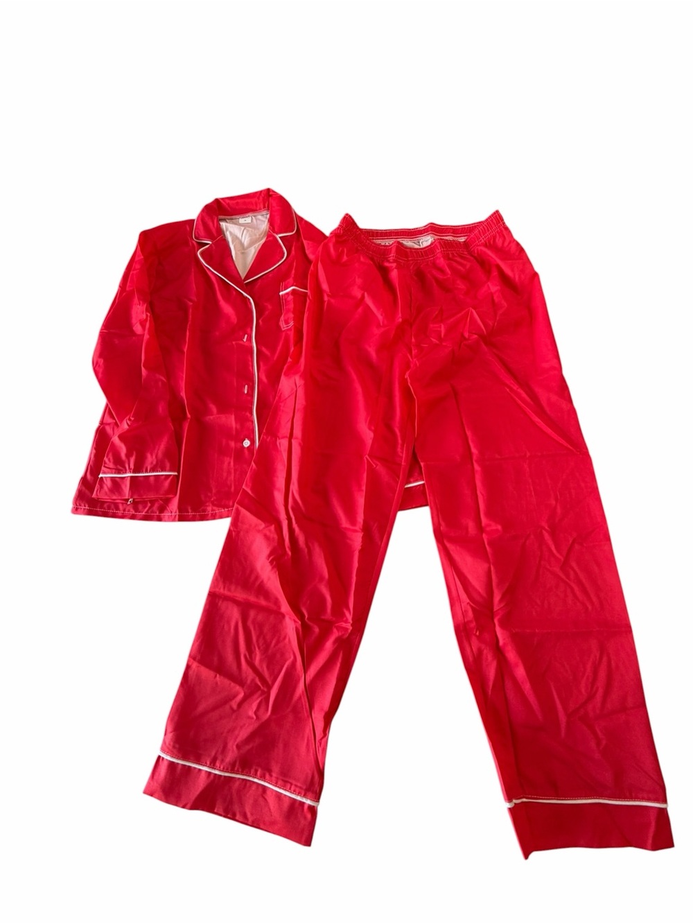 Women's Two Piece Red and White Long Sleeve Pajama Set Size M #260823
